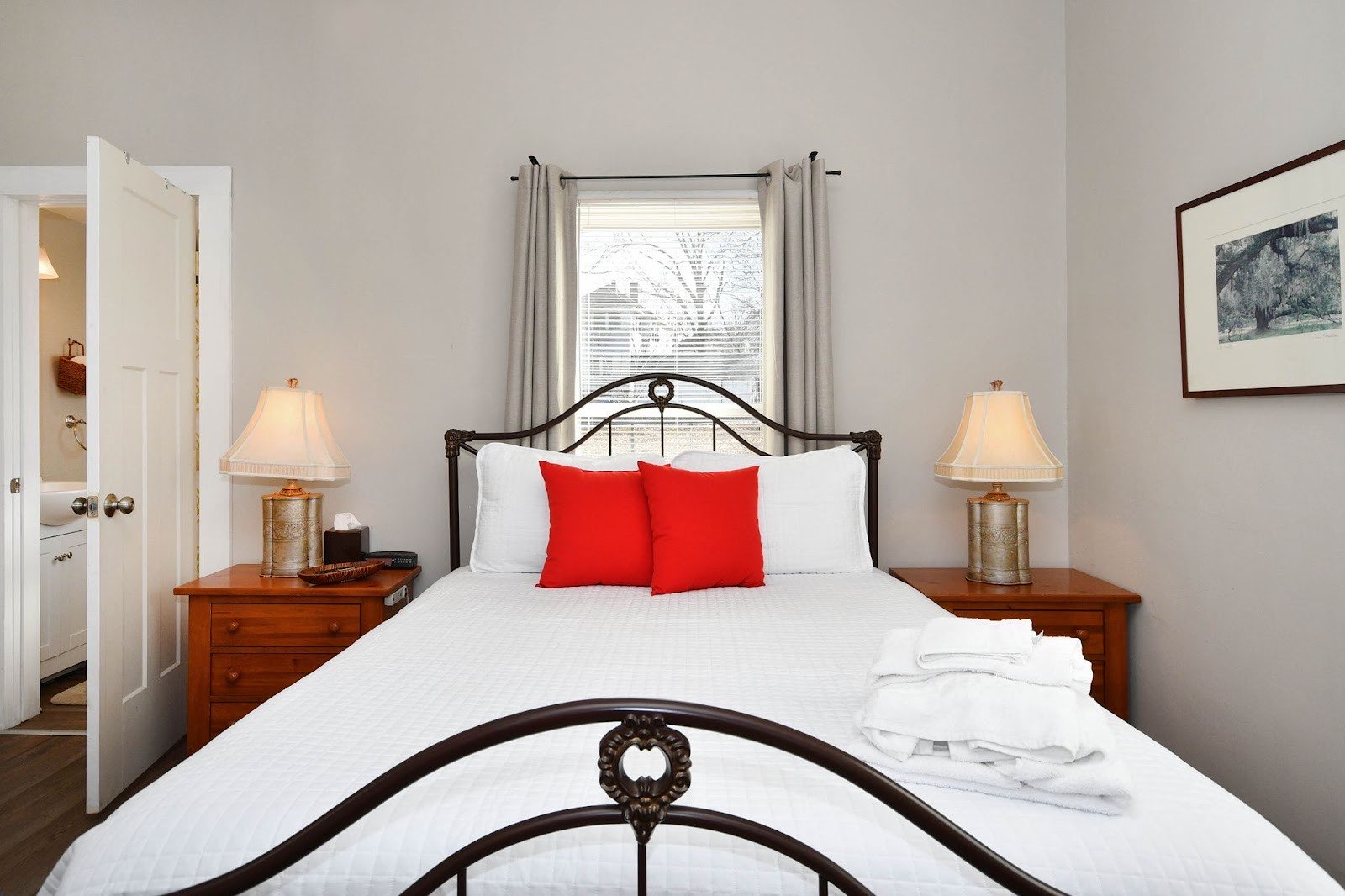 Queen bedroom in the Cozy Cottage rental in Greenville, SC